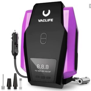 VacLife Air Compressor – 12V DC Tire Inflator with LED