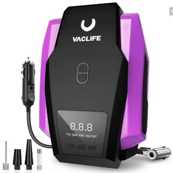 VacLife Air Compressor – 12V DC Tire Inflator with LED