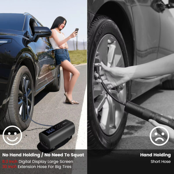 A22 Cordless Tire Inflator – 12V Dual Cylinder Air Compressor - Image 4